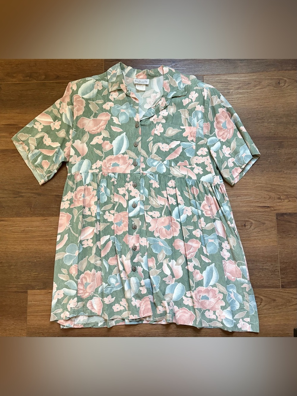 Vintage Womens Green Floral Dress